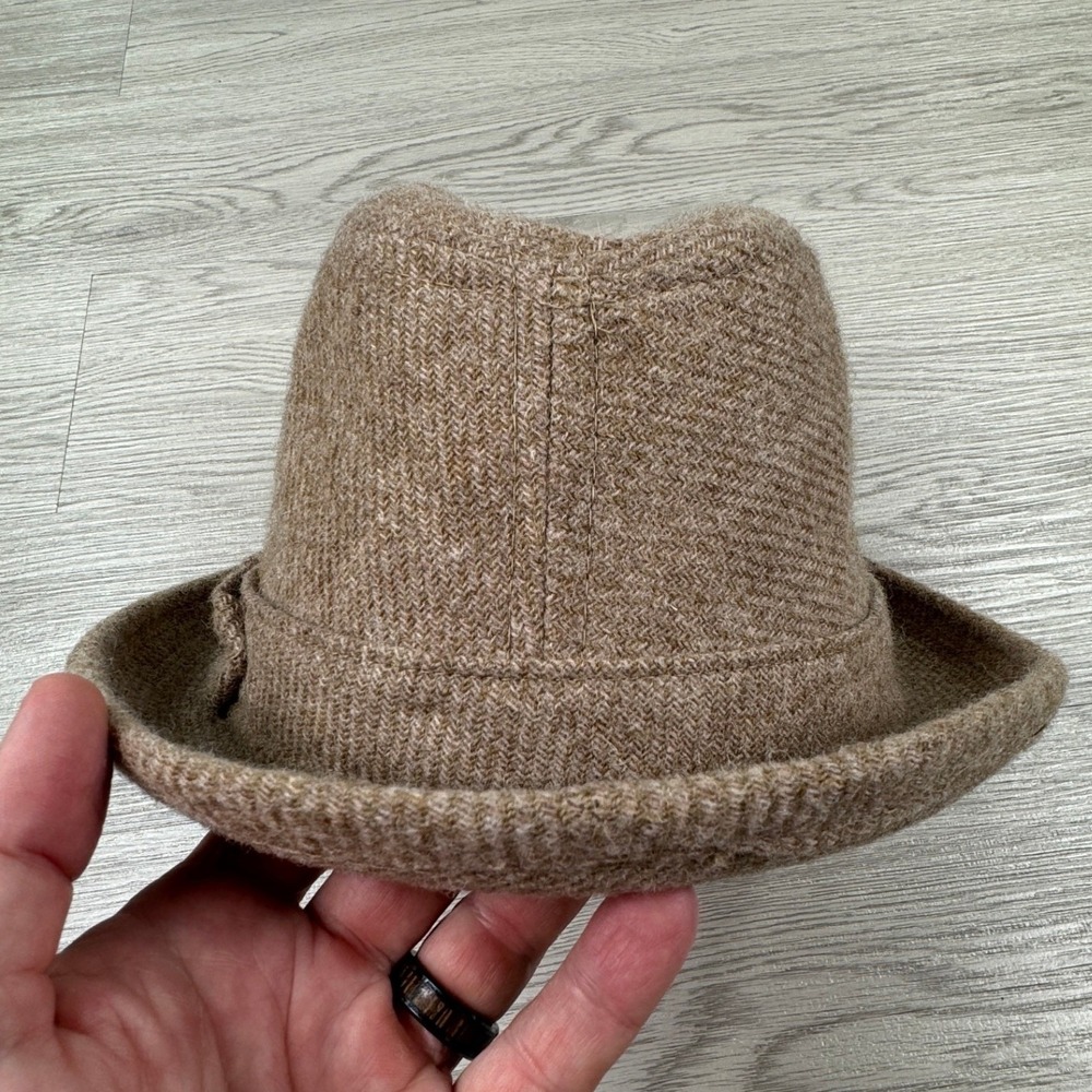 Dobbs‎ Euclid Men's Fedora Hat Size 7 1/4 Brown Herringbone Wool Blend - Picture 4 of 6